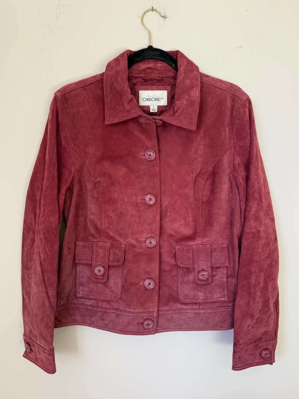 Vintage Cherokee Suede Leather Jacket Brick Red Womens Large Western